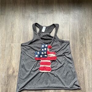 Gray Tank Top with American Flag Design
